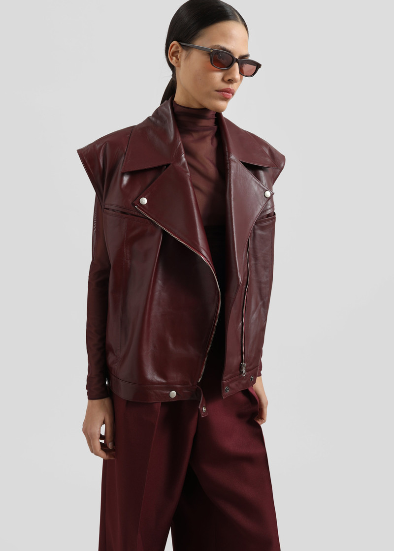 Cetina Leather Vest - Burgundy 5