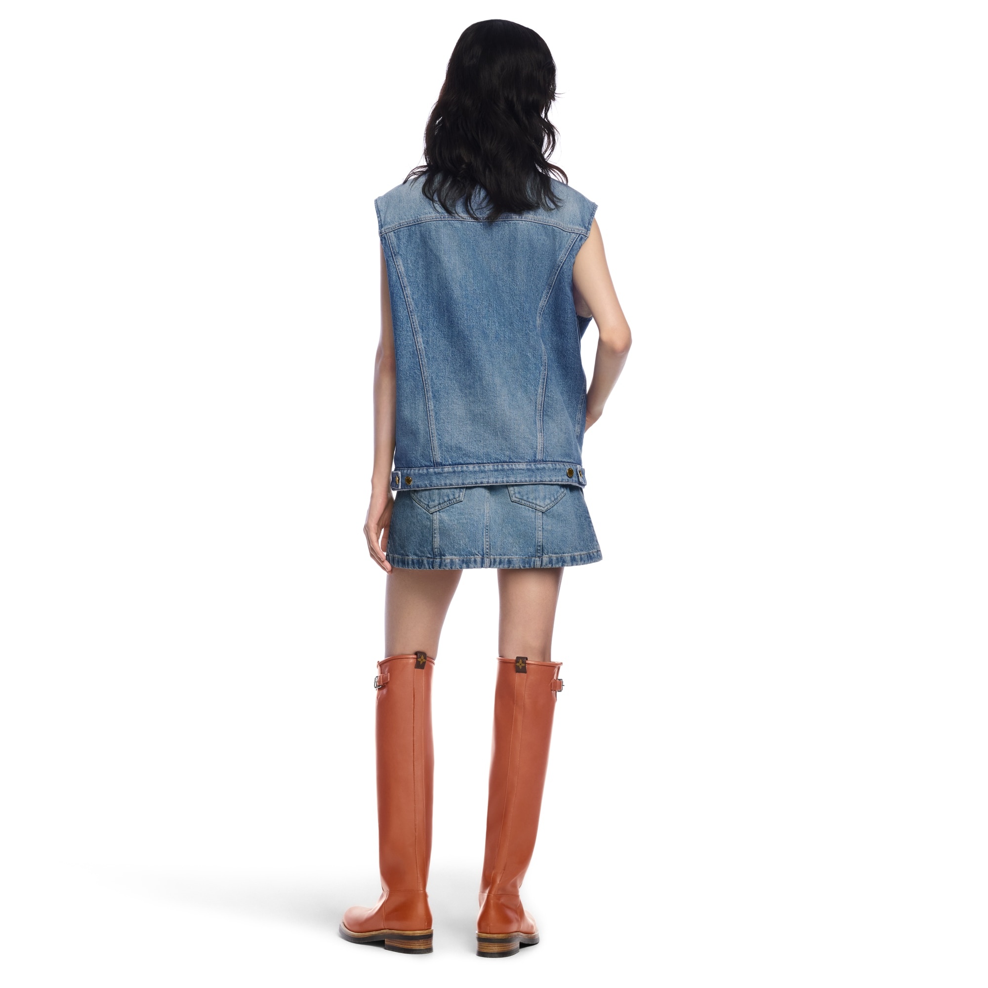 Button Front Denim Mini Skirt - 3
