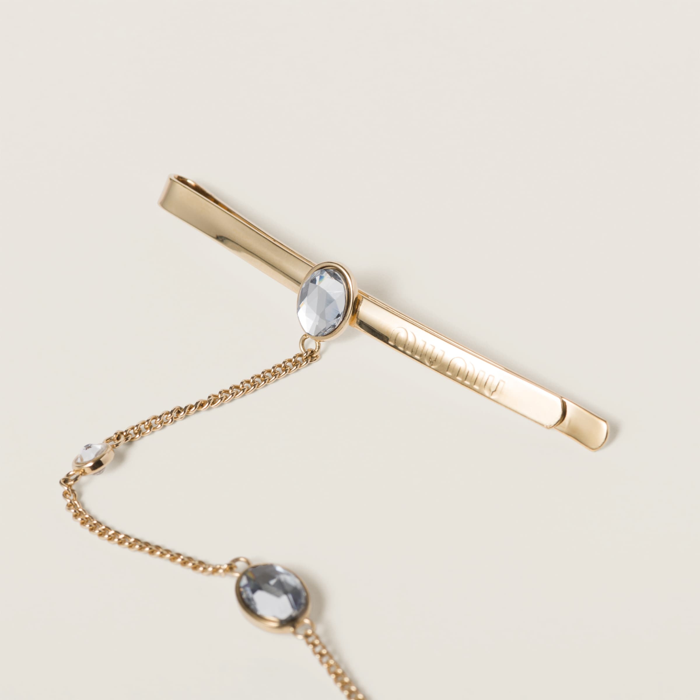 Crystal-studded metal hair clip - 3