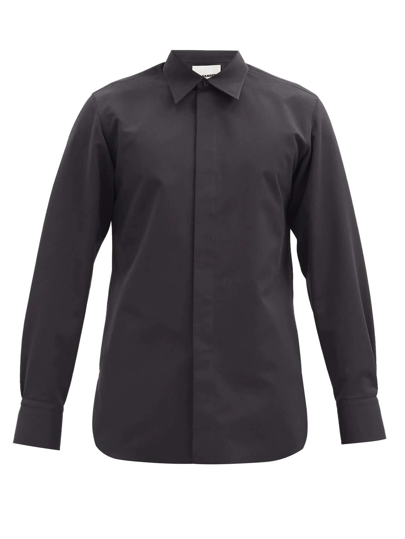 Curved-hem cotton-blend poplin shirt - 1