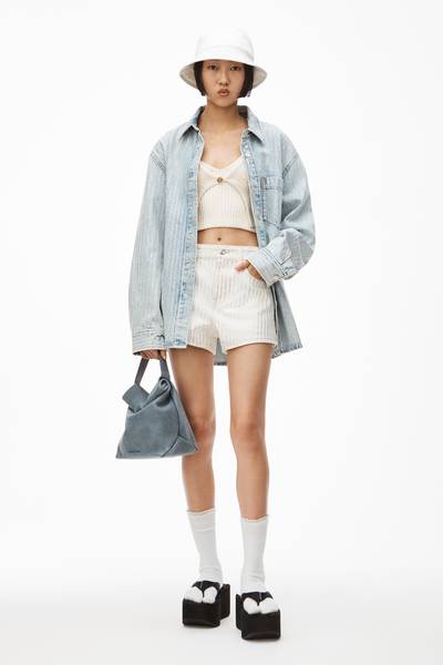 Alexander Wang CRYSTAL STRIPE BITE SHORT IN DENIM outlook