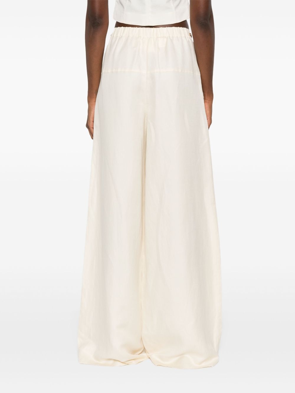 linen-blend wide-leg trousers - 4