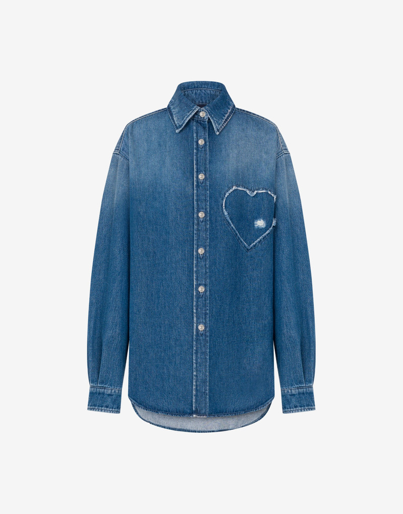 BLUE COTTON DENIM SHIRT - 1