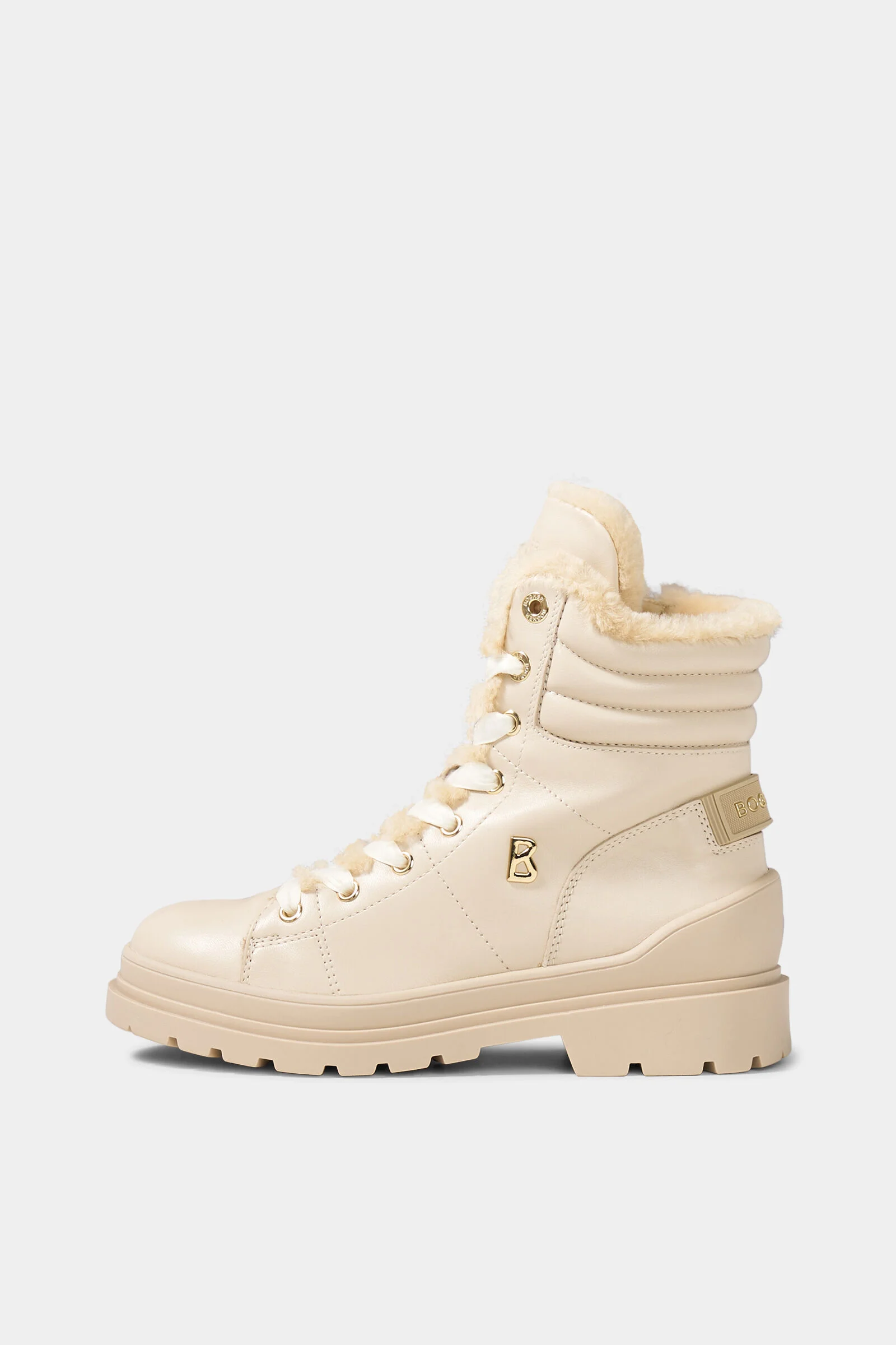 St. Moritz Lace-Up Boots with Spikes in Cream - 1