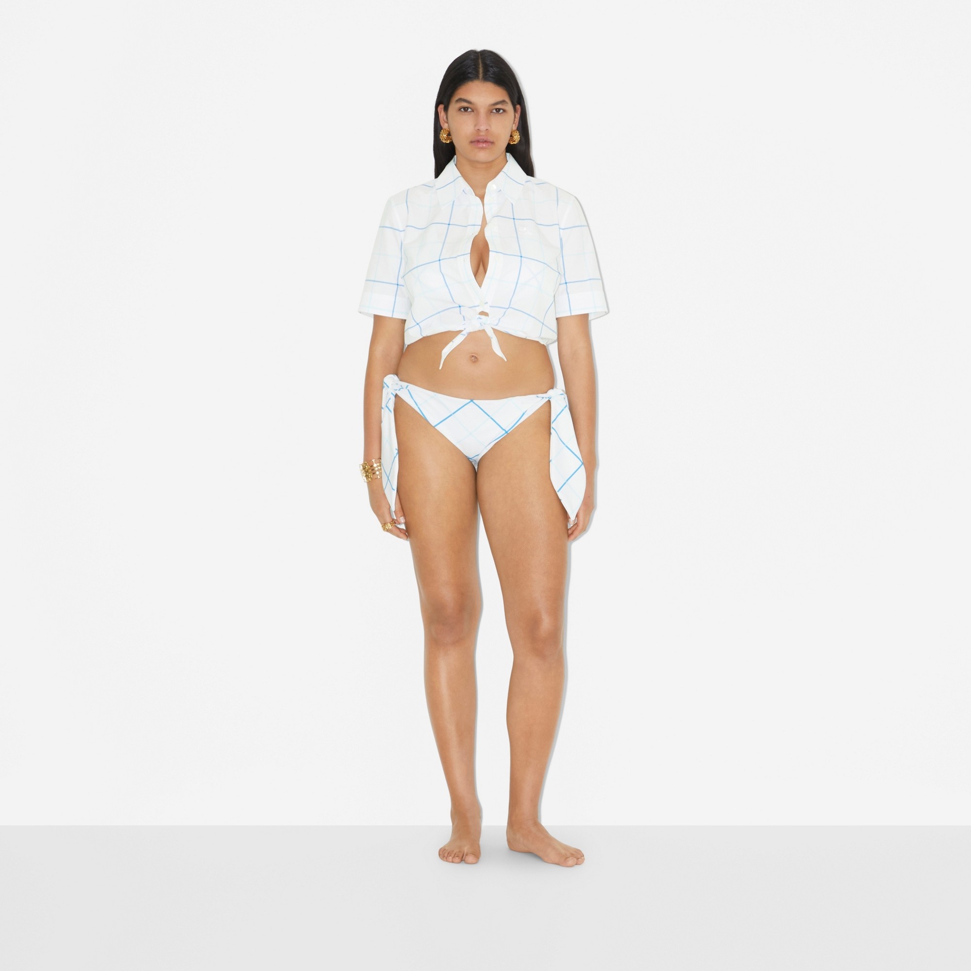 Check Cotton Poplin Cropped Shirt - 2