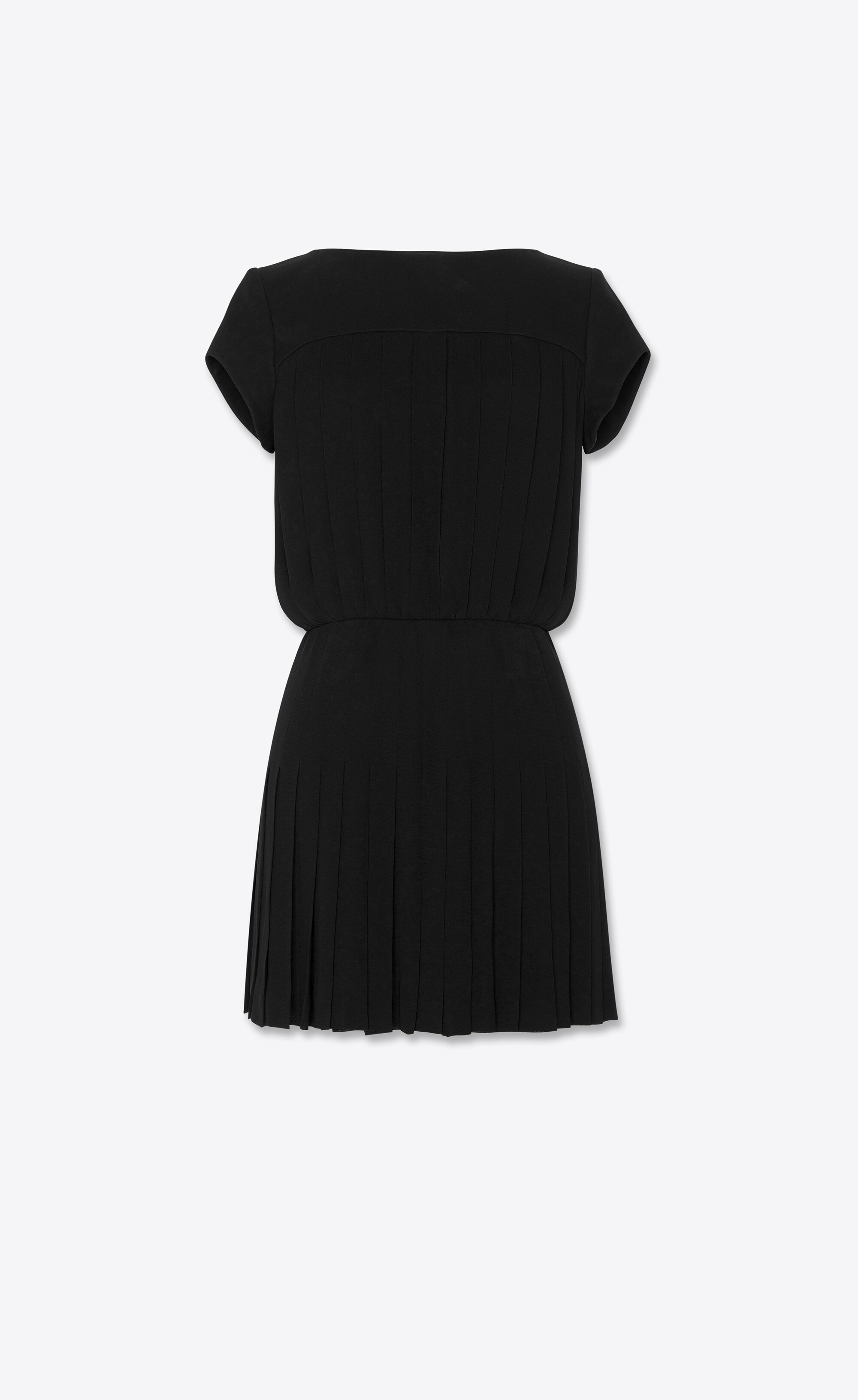 short-sleeve pleated dress in viscose crepe - 1