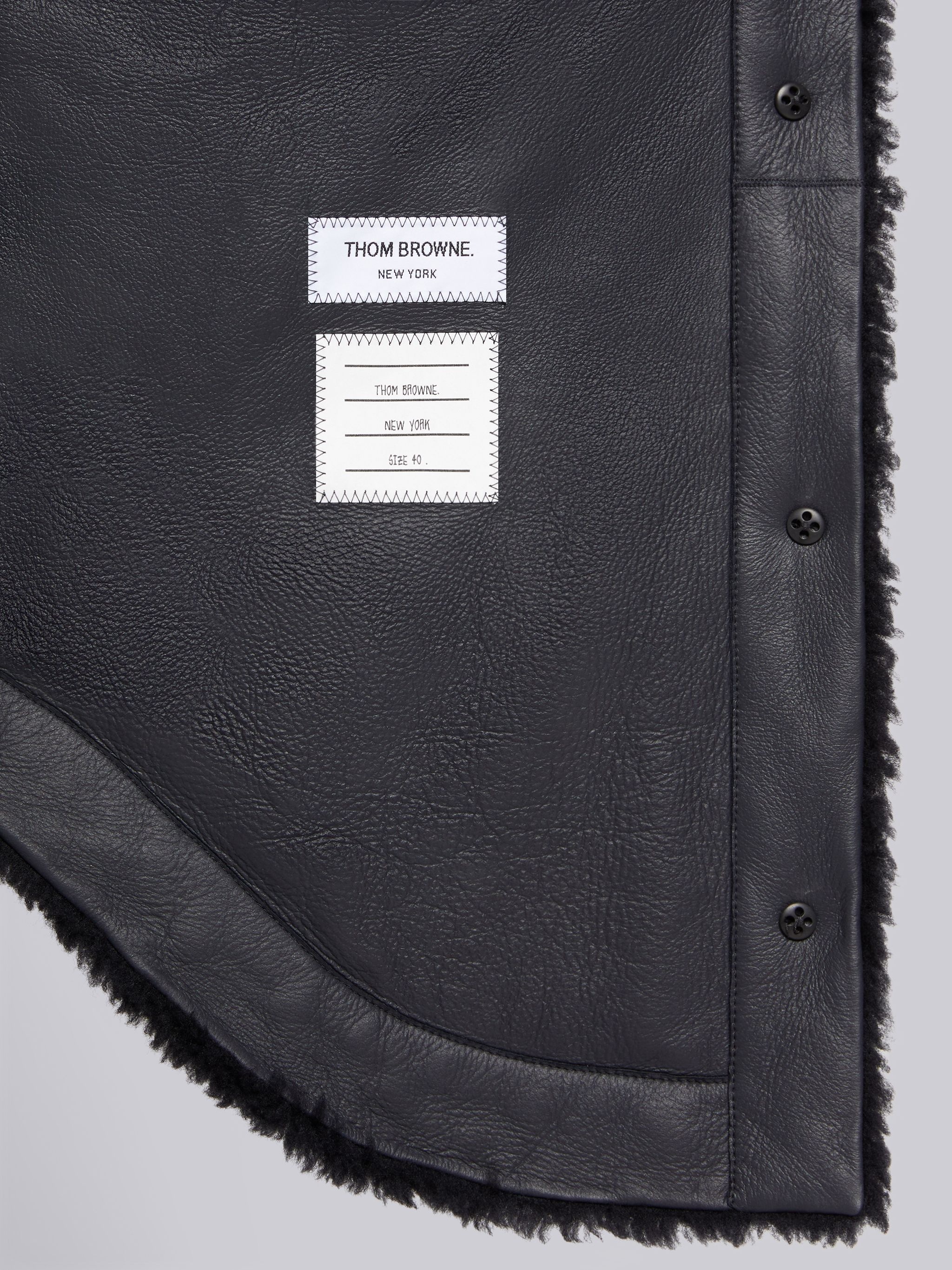 Thom Browne 4-Bar sheepskin coat - Black