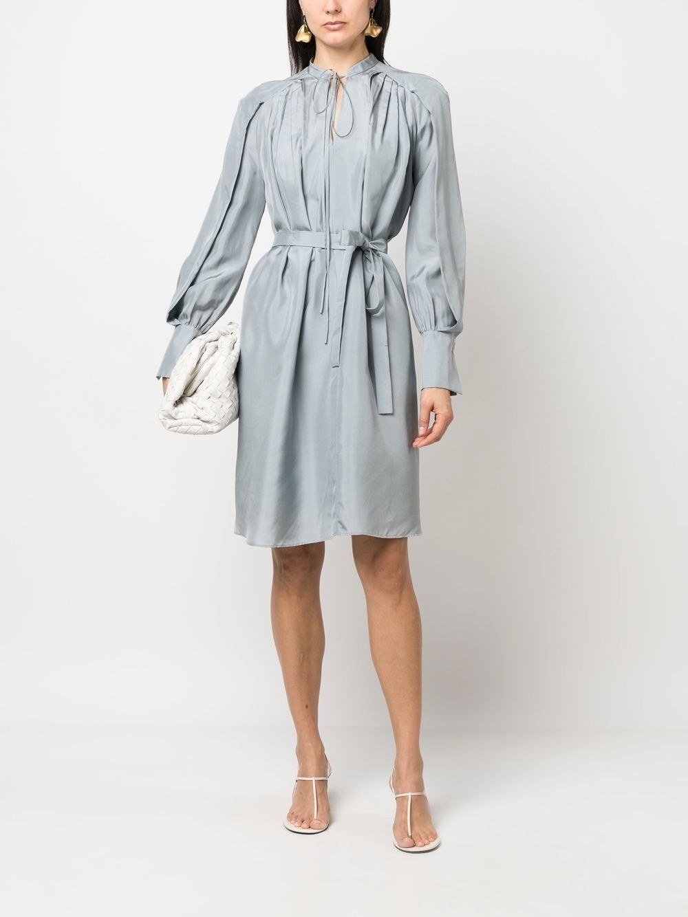 long-sleeve silk dress - 2