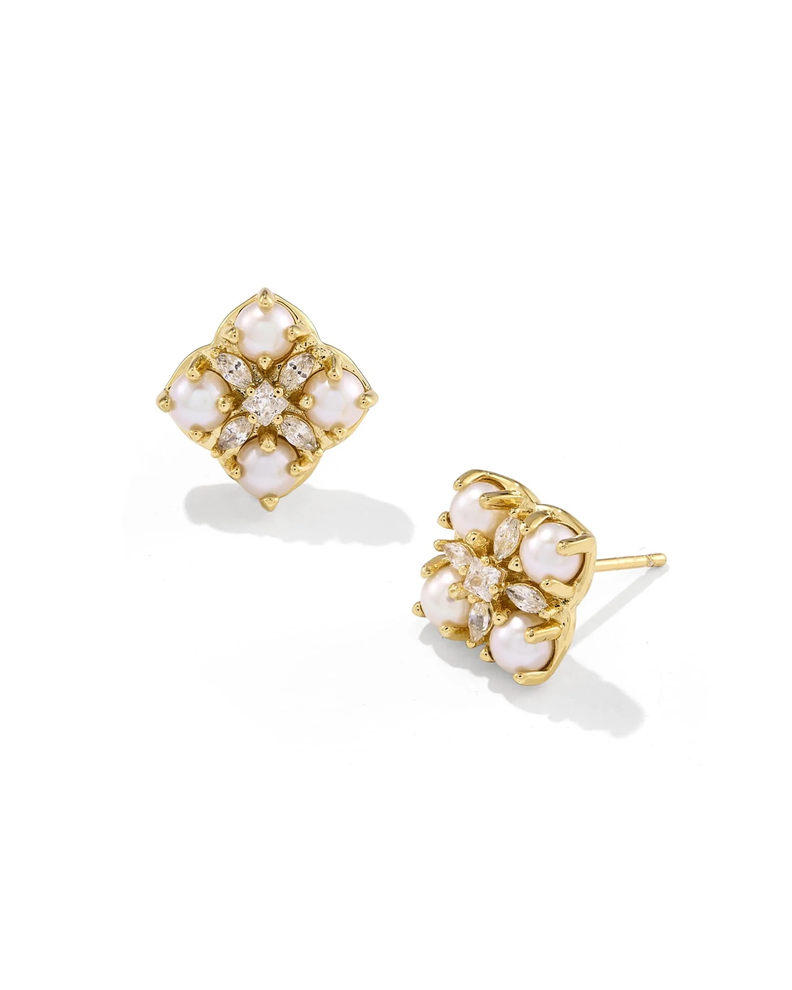 Dira Pearl Gold Stud Earrings - 1