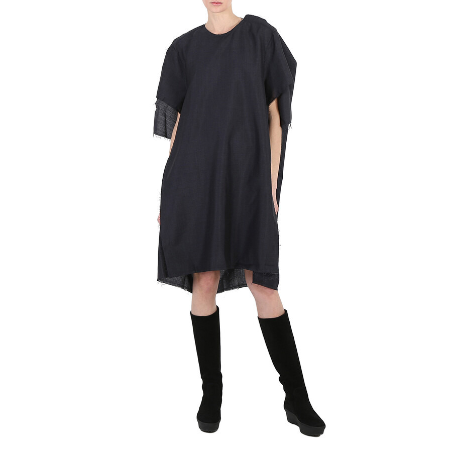 Maison Margiela Anthracite Mohair Wool Raw-Cut Oversize Dress - 4