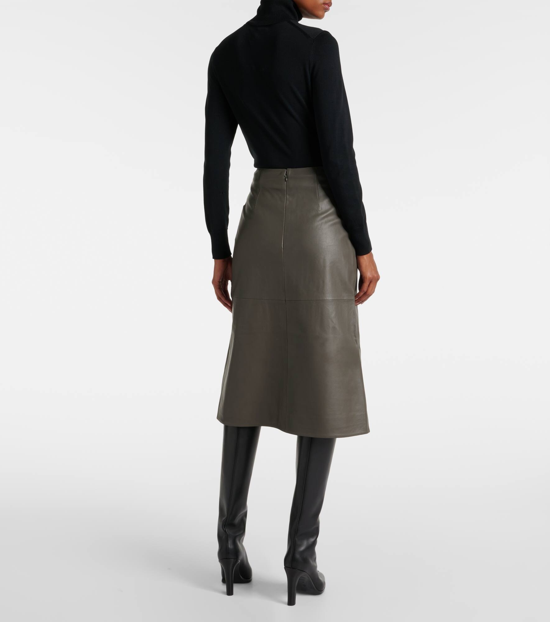 Météo leather midi skirt - 3