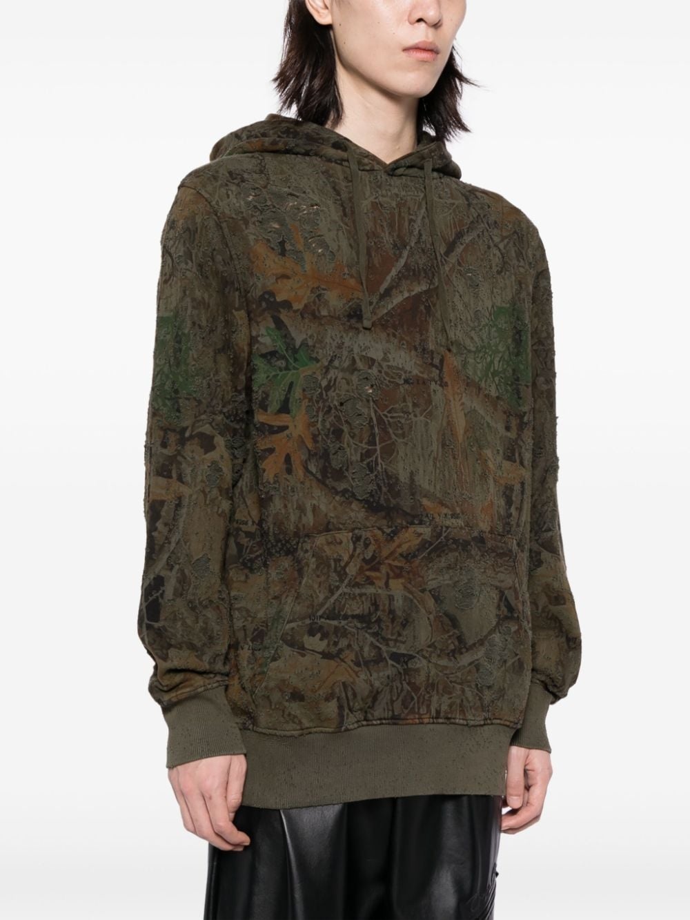 distressed-finish camouflage-pattern hoodie - 3