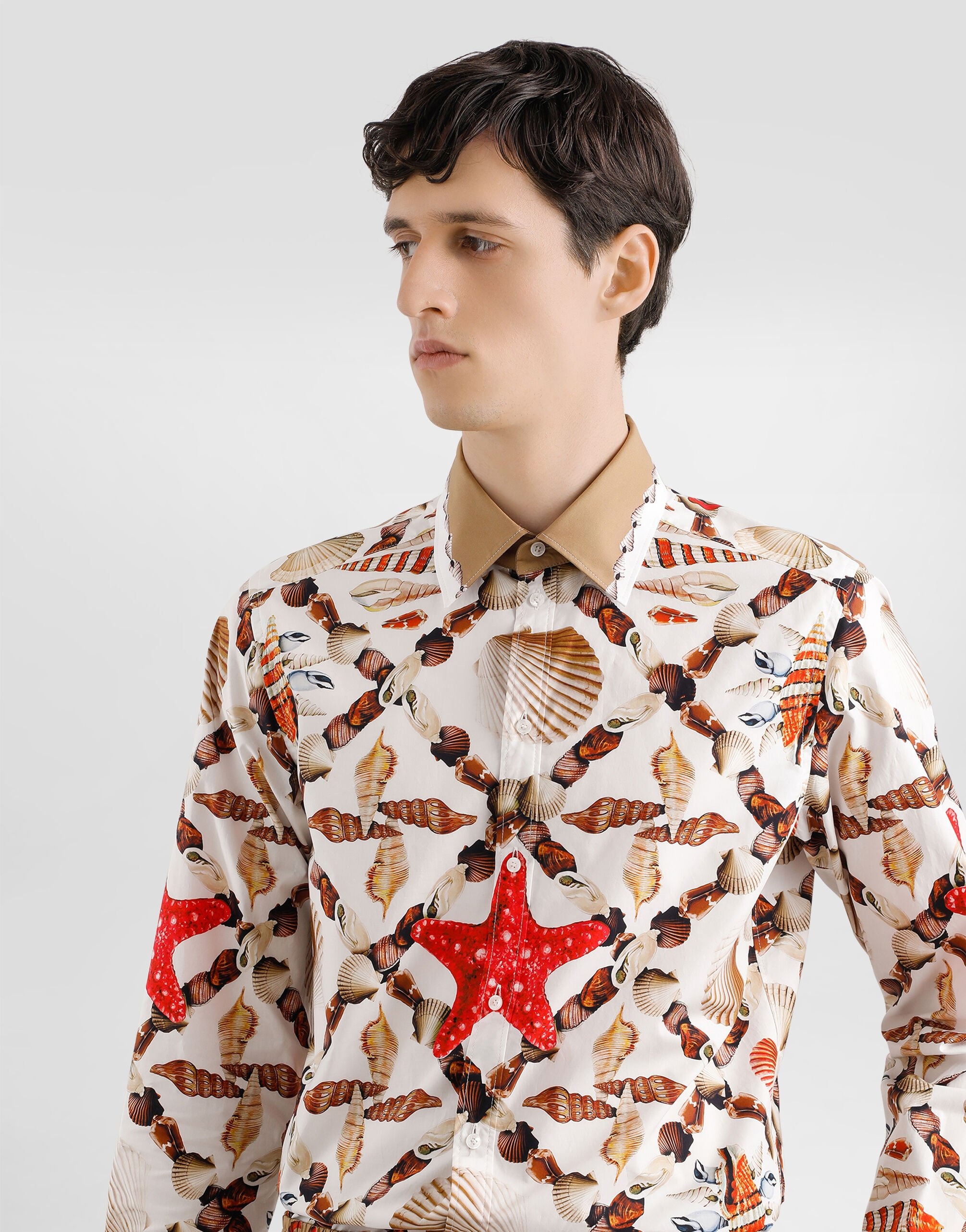 Shell-print cotton poplin martini shirt - 4