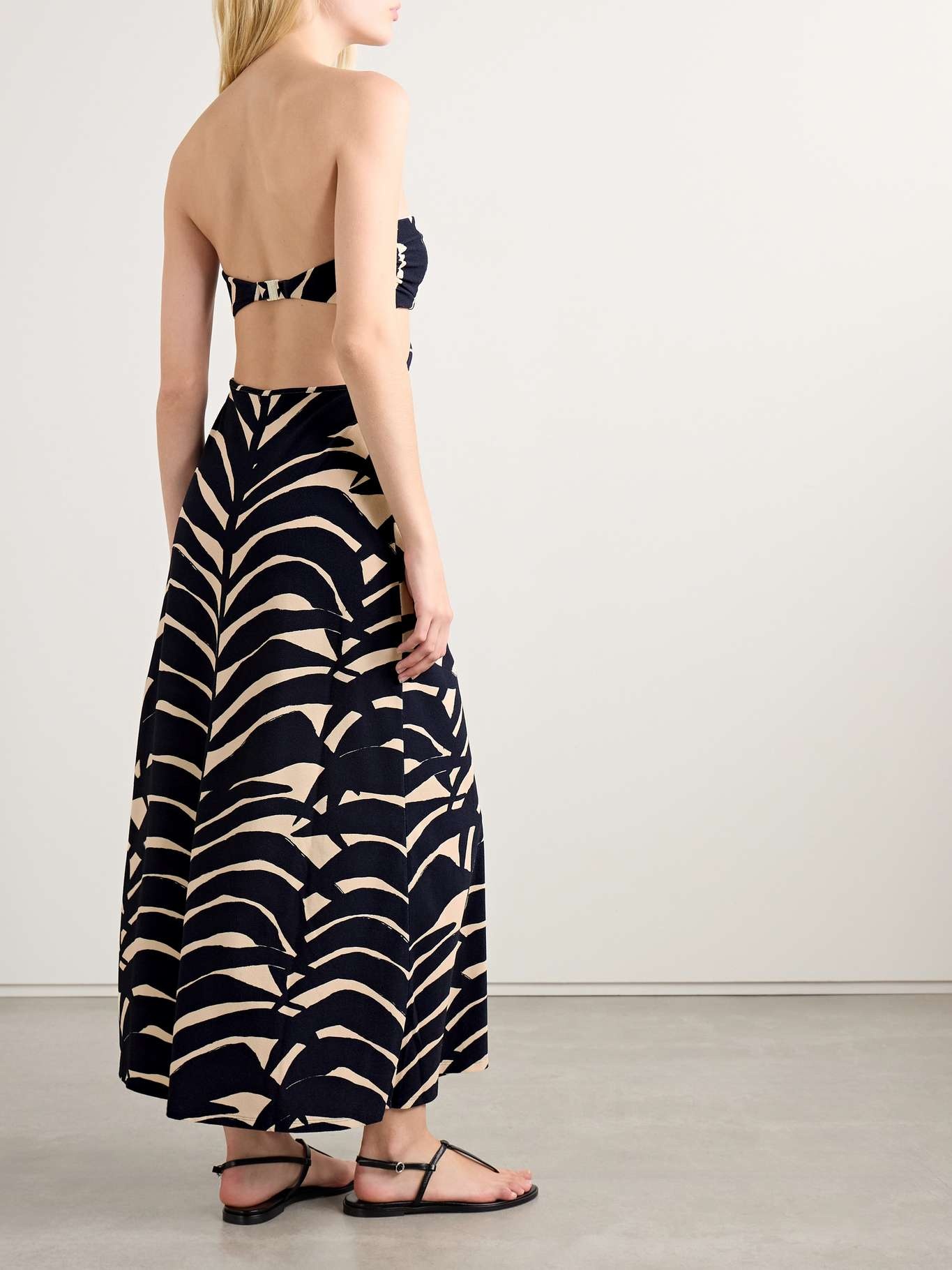 Ocean Layers strapless cutout printed stretch-knit maxi dress Blue - 3