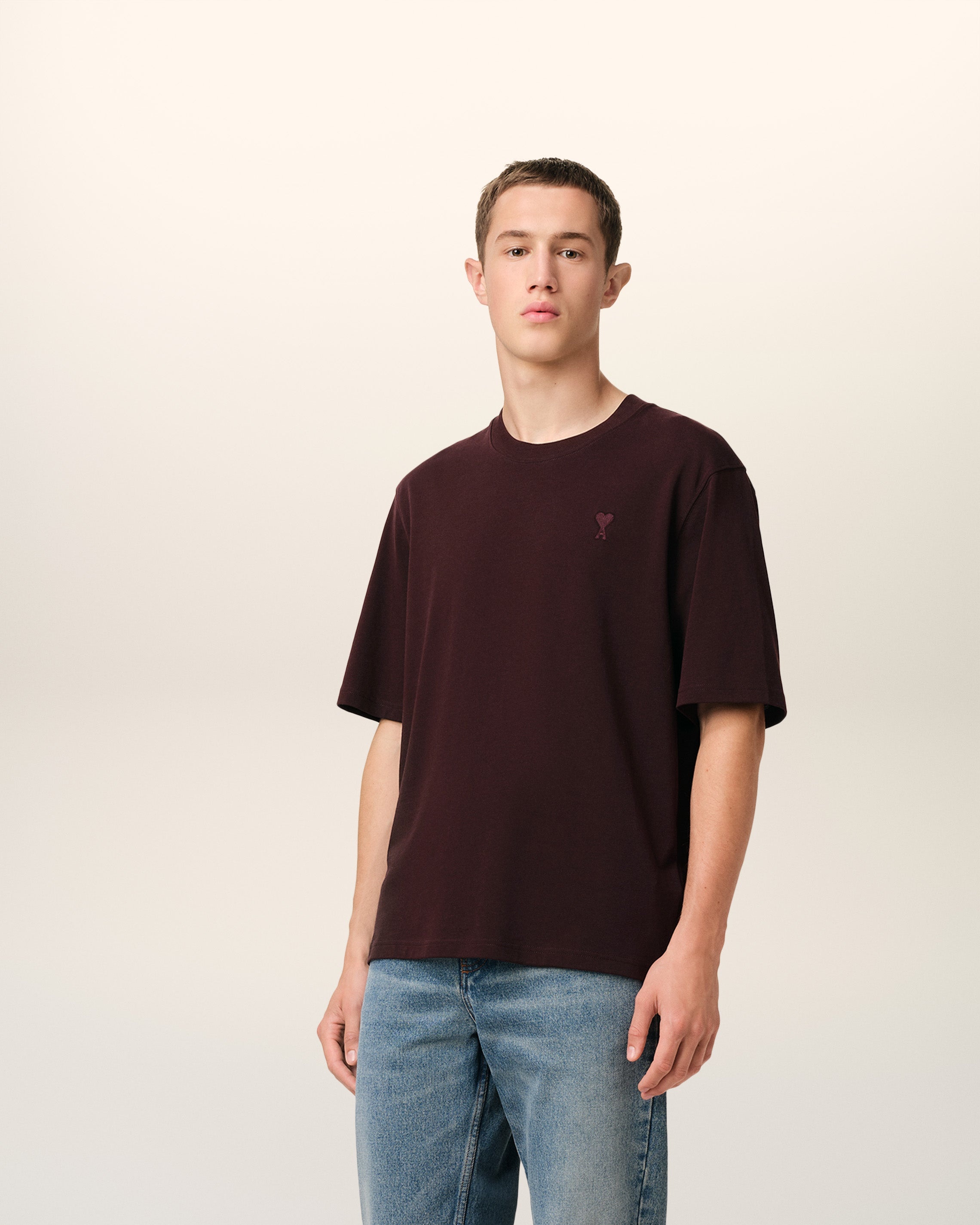 BURGUNDY COTTON TONAL AMI DE COEUR T-SHIRT - 2