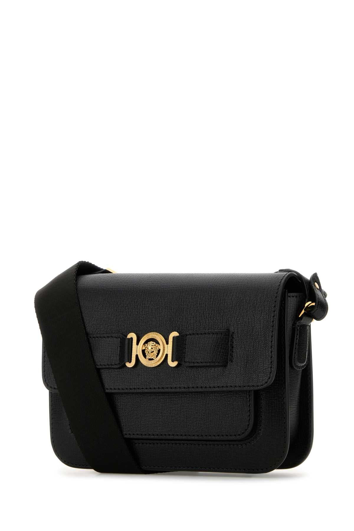 Versace Men Black Leather Medusa Biggie Crossbody Bag - 2