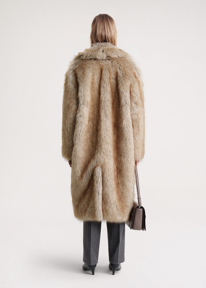 Faux-fur coat beige - 4