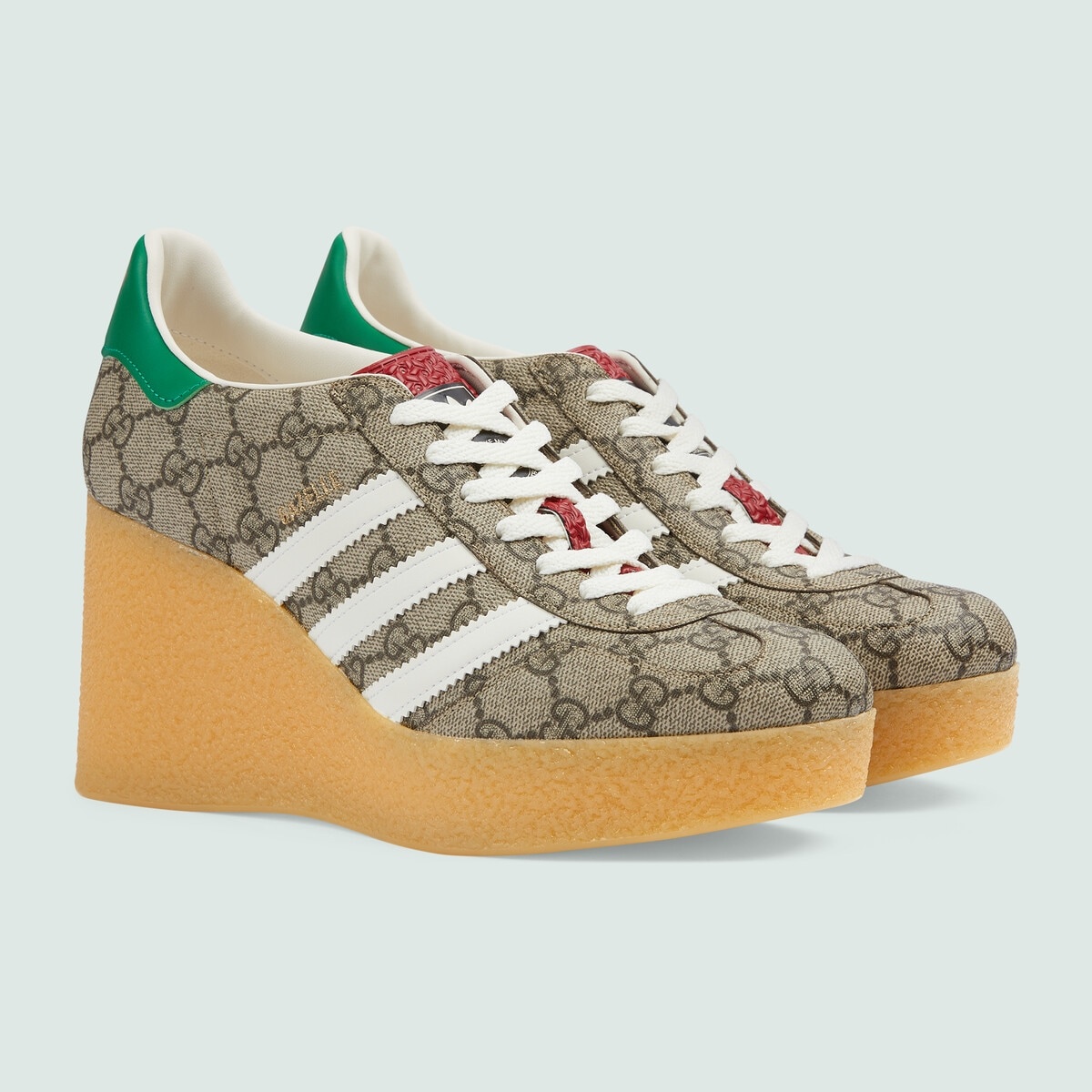 ☆ ADIDAS x GUCCI Wedge Gazelle ‘Crocodile Embossed’ ☆ GUCCI X ADIDAS Velvet Crocodile Embossed Gazelle Wedge