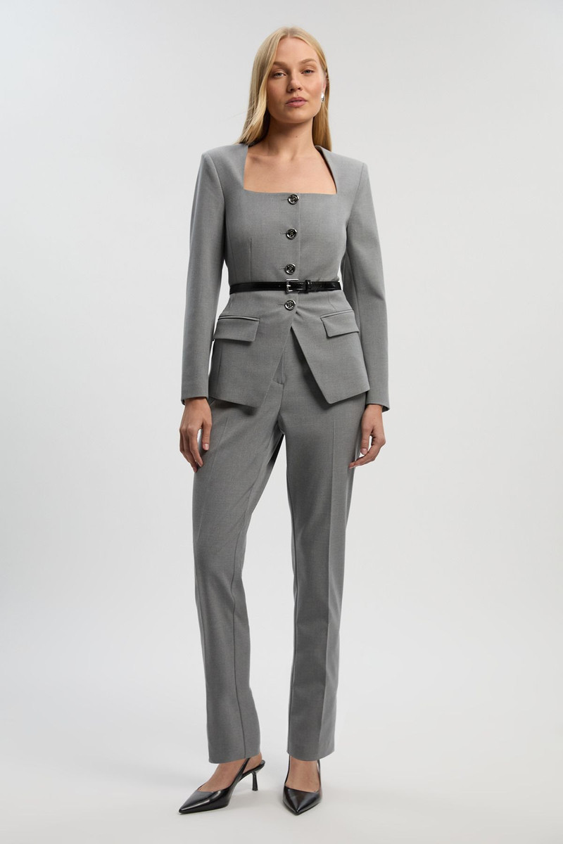 KAREN MILLEN Tailored Marl Belted Square Neck Blazer outlook