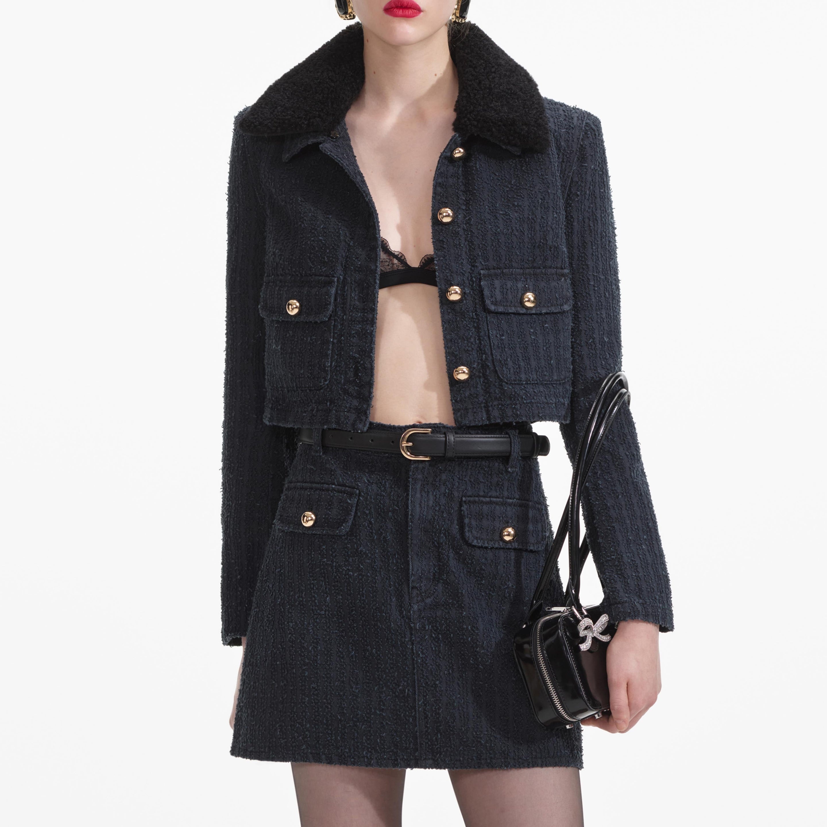 Grey Textured Denim Jacket - 5