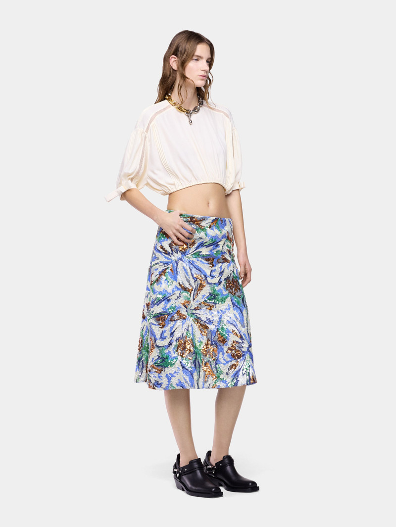 MIDI SKIRT WITH MULTICOLOR FLORAL-SHAPED SEQUIN EMBROIDERY 1