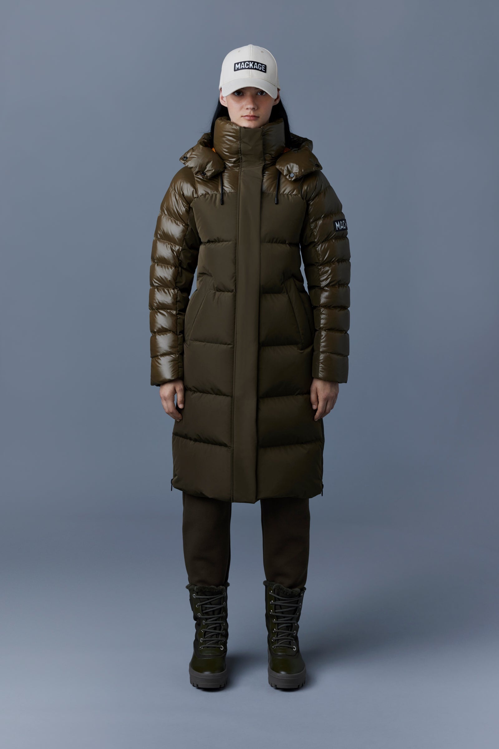 KAZ mixed-media down jacket with removable hood - 2