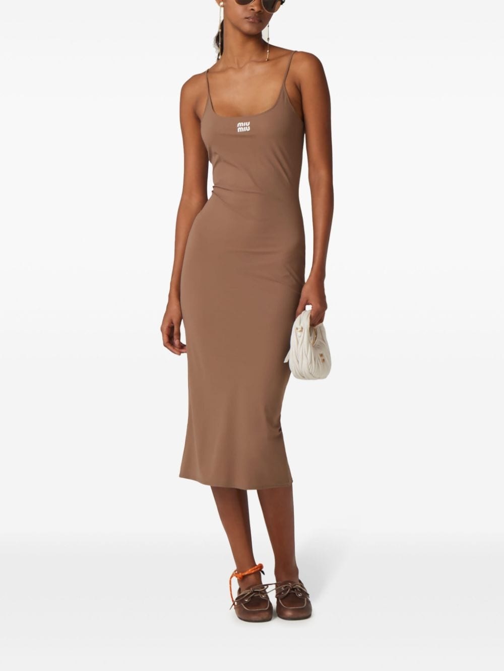 logo-print jersey midi dress - 2