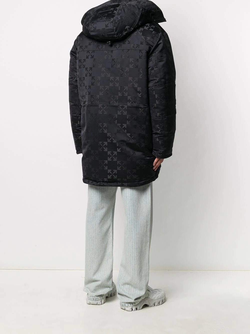 logo pattern padded parka - 4