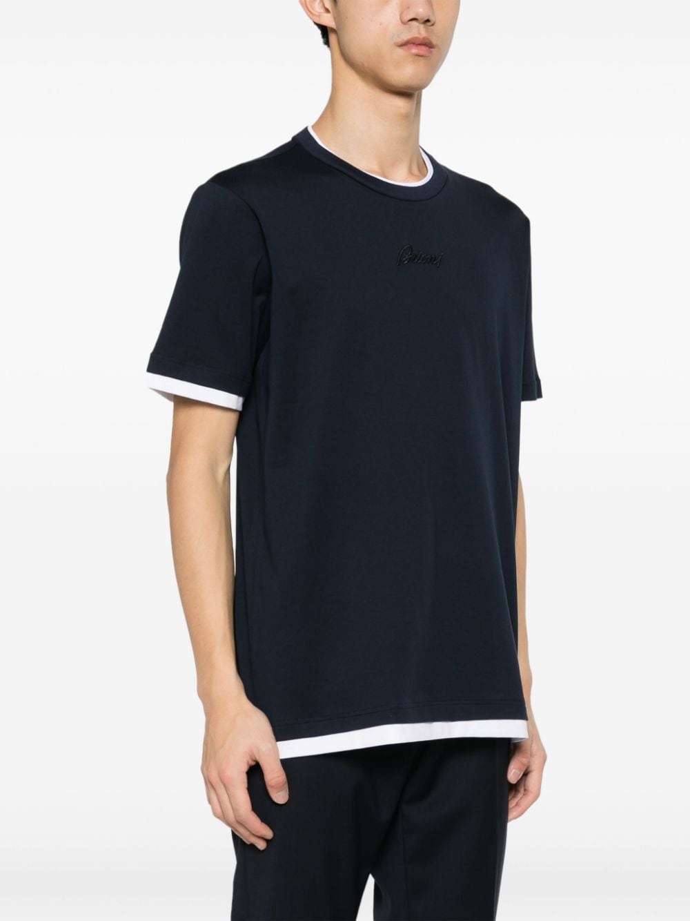 logo-embroidered cotton T-shirt - 3