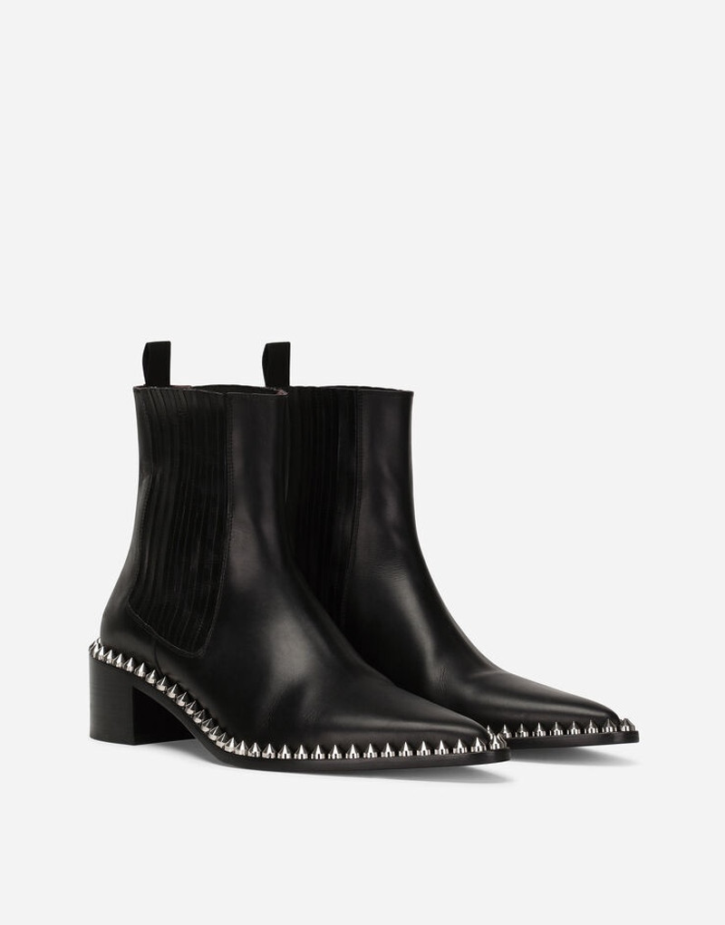 Brushed calfskin Achille boots with studs 2