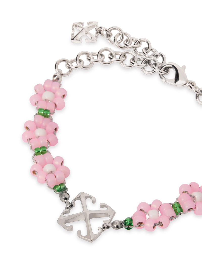 Off-White Pink Flowers Beads Ankle Bracelet outlook
