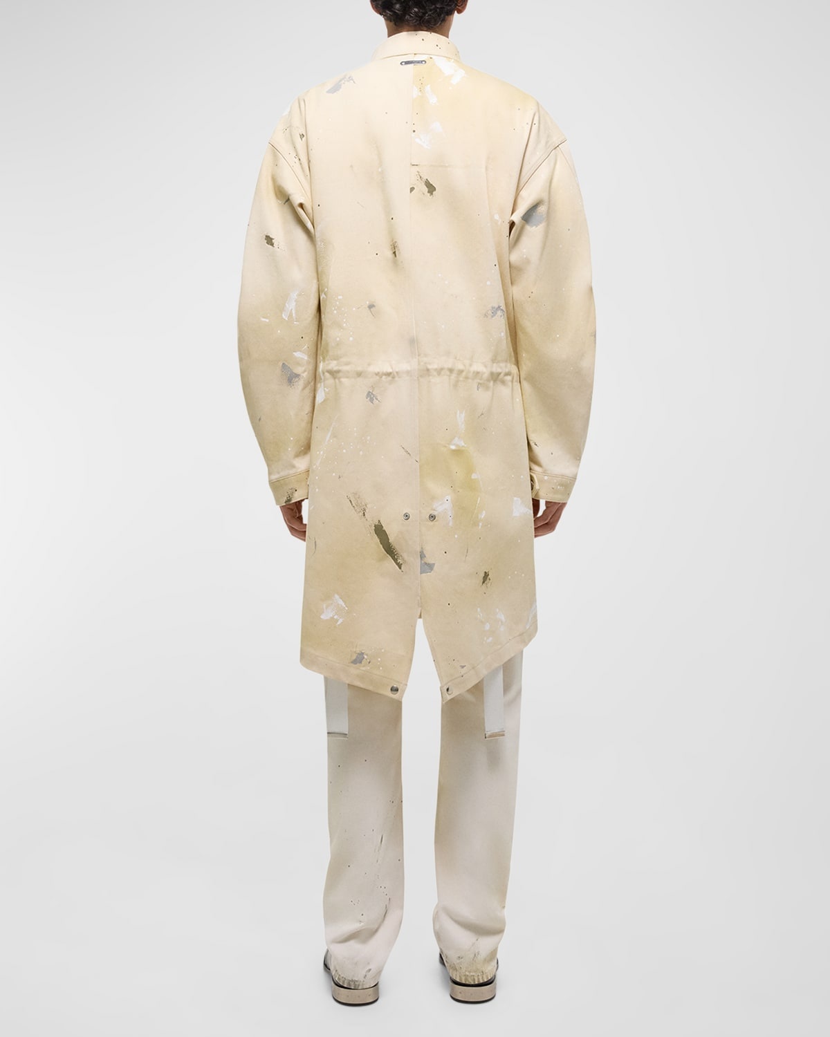 Men's Paint Splatter Denim Parka - 4