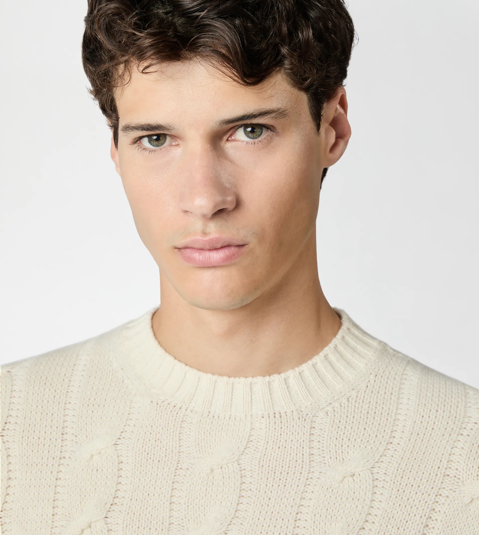 CASHMERE BLEND ROUND-NECK PULLOVER - GREY - 4