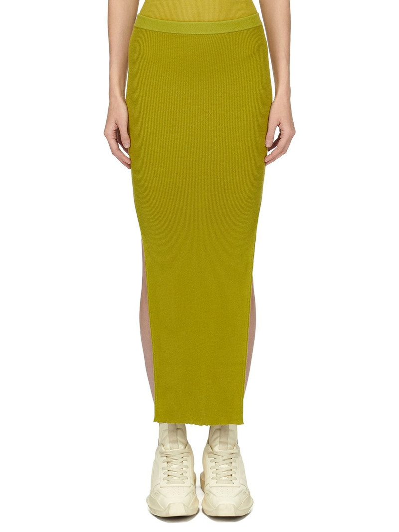 elasticated-waistband ribbed midi skirt 1