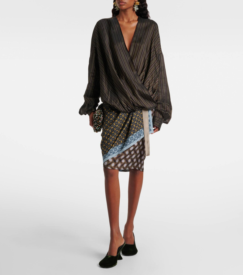 Dries Van Noten Striped draped wrap top outlook