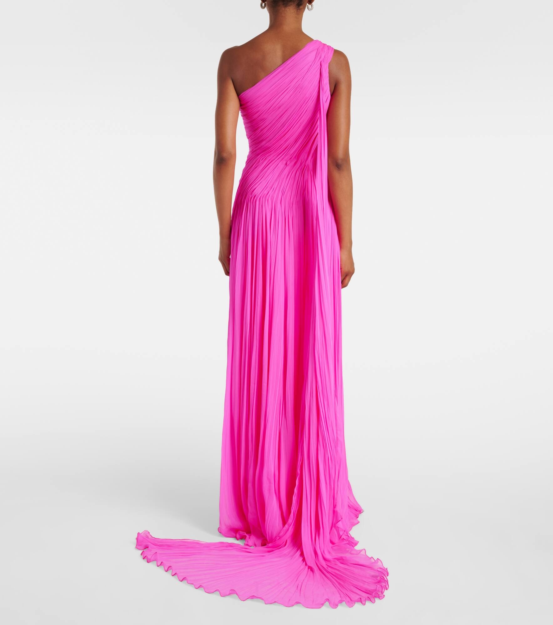 Pleated silk georgette chiffon gown - 3
