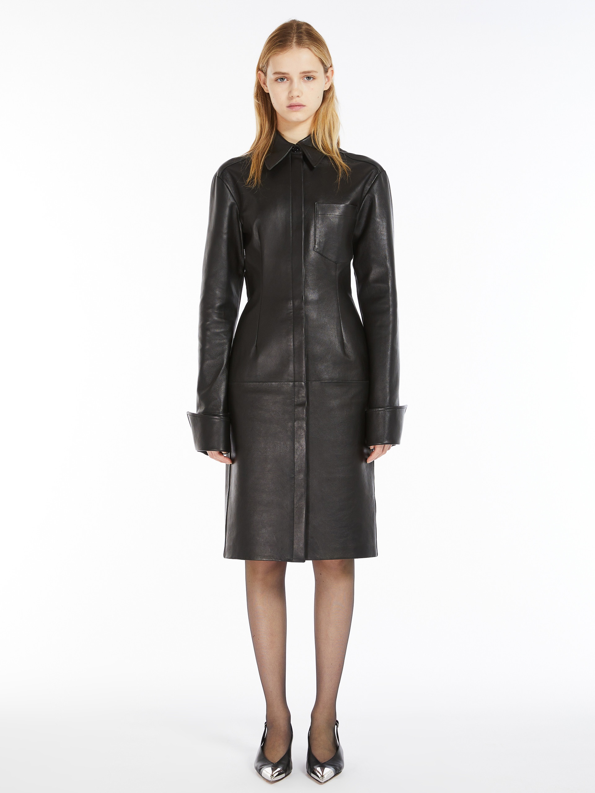 OIDIO Nappa leather shirt dress - 3