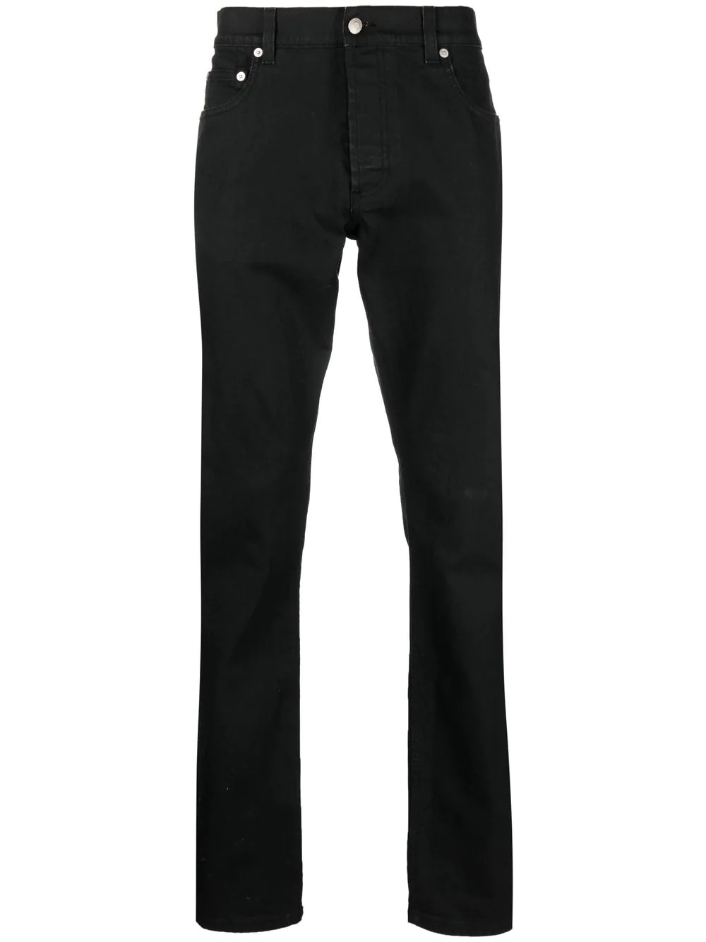 five-pocket button-up straight-leg trousers - 1