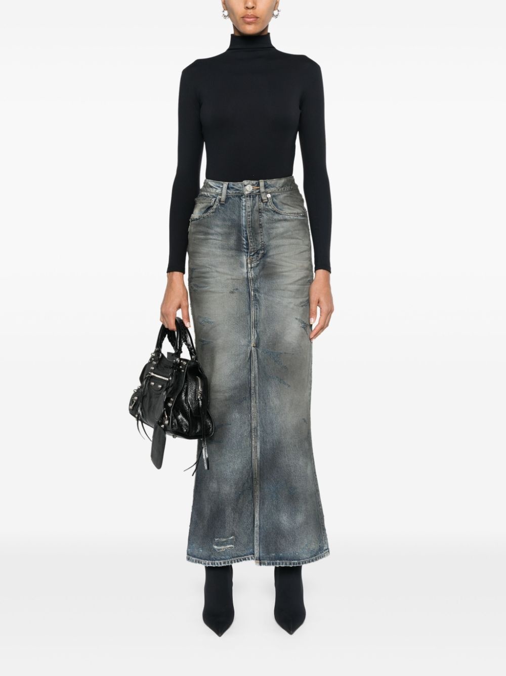 faded maxi denim skirt - 2