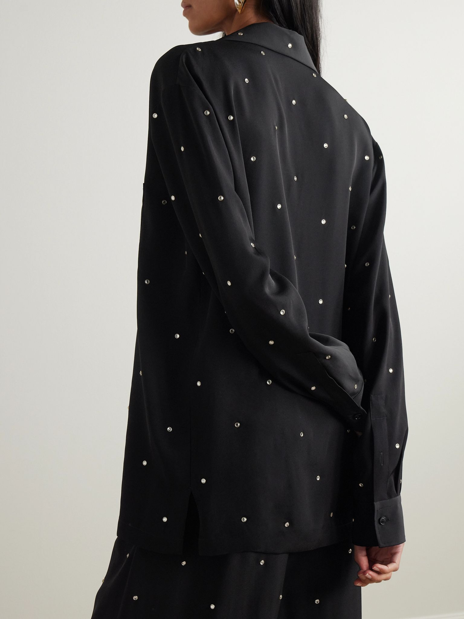 Crystal-embellished crepe shirt Black - 3