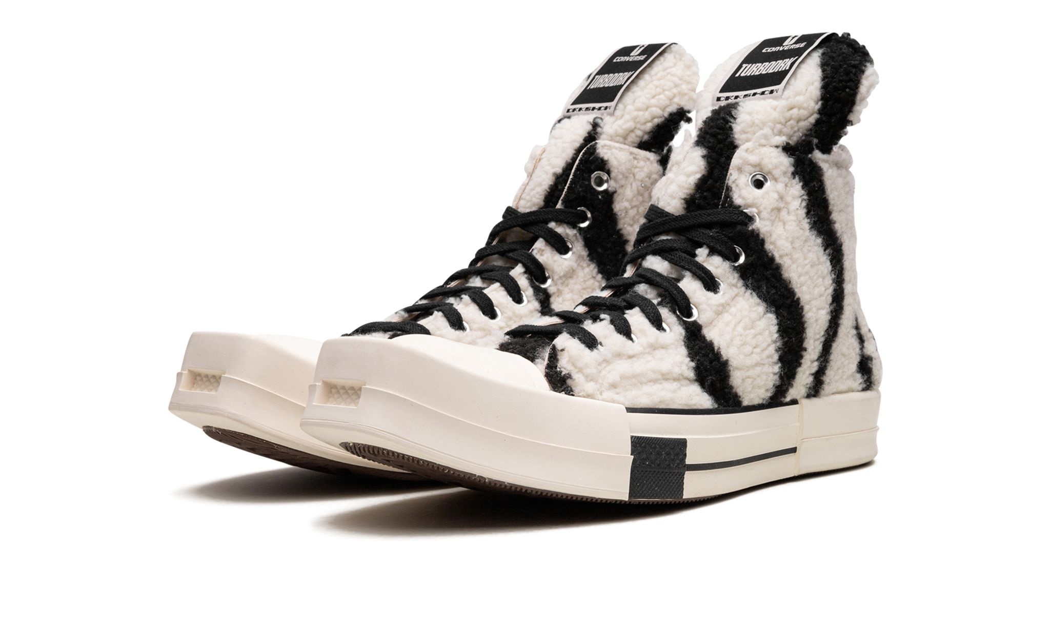 TURBODRK Chuck Taylor All-Star 70 Hi "Rick Owens DRKSHDW Sherpa Zebra Print White Black" - 2