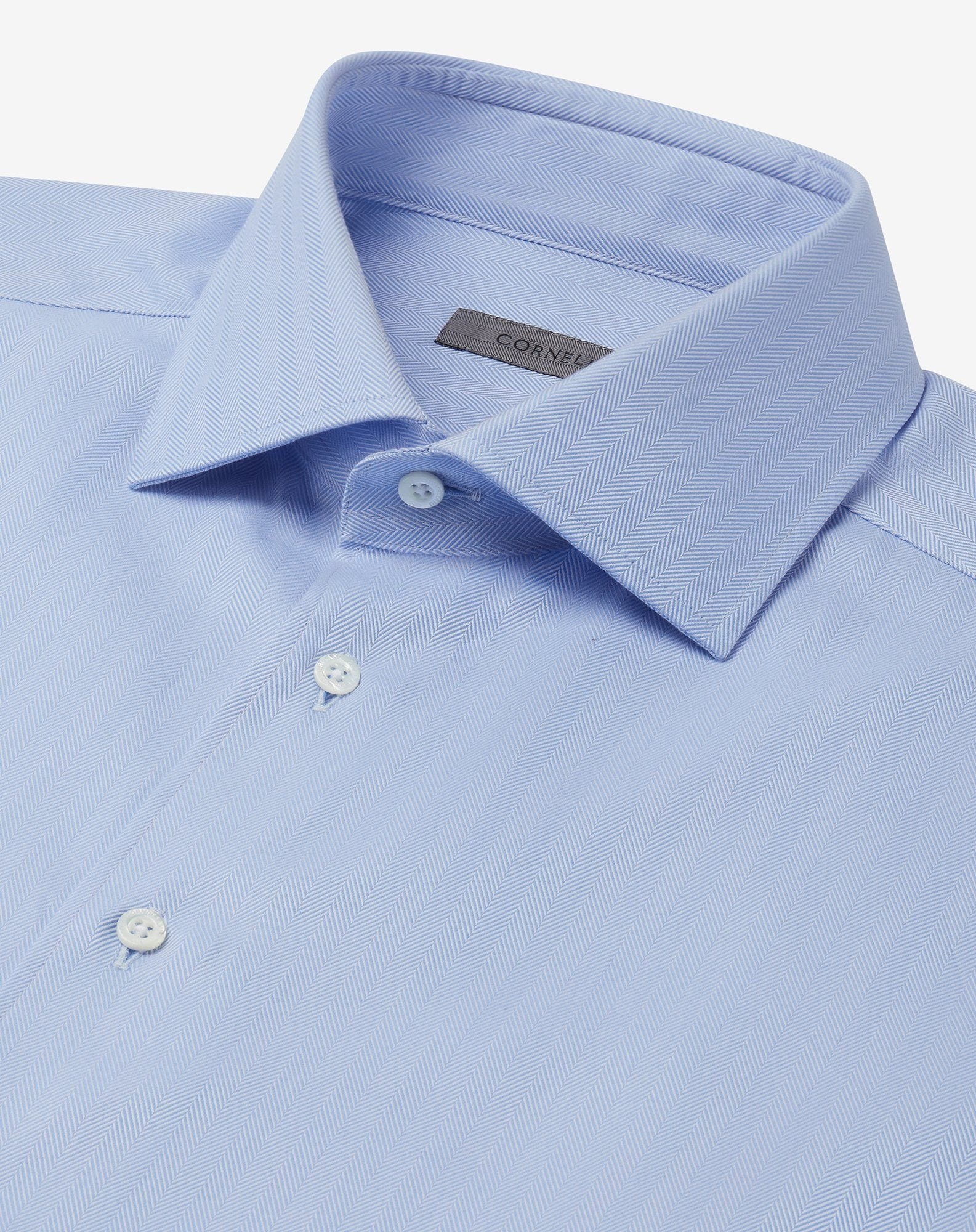 Light blue textured cotton shirt - 4