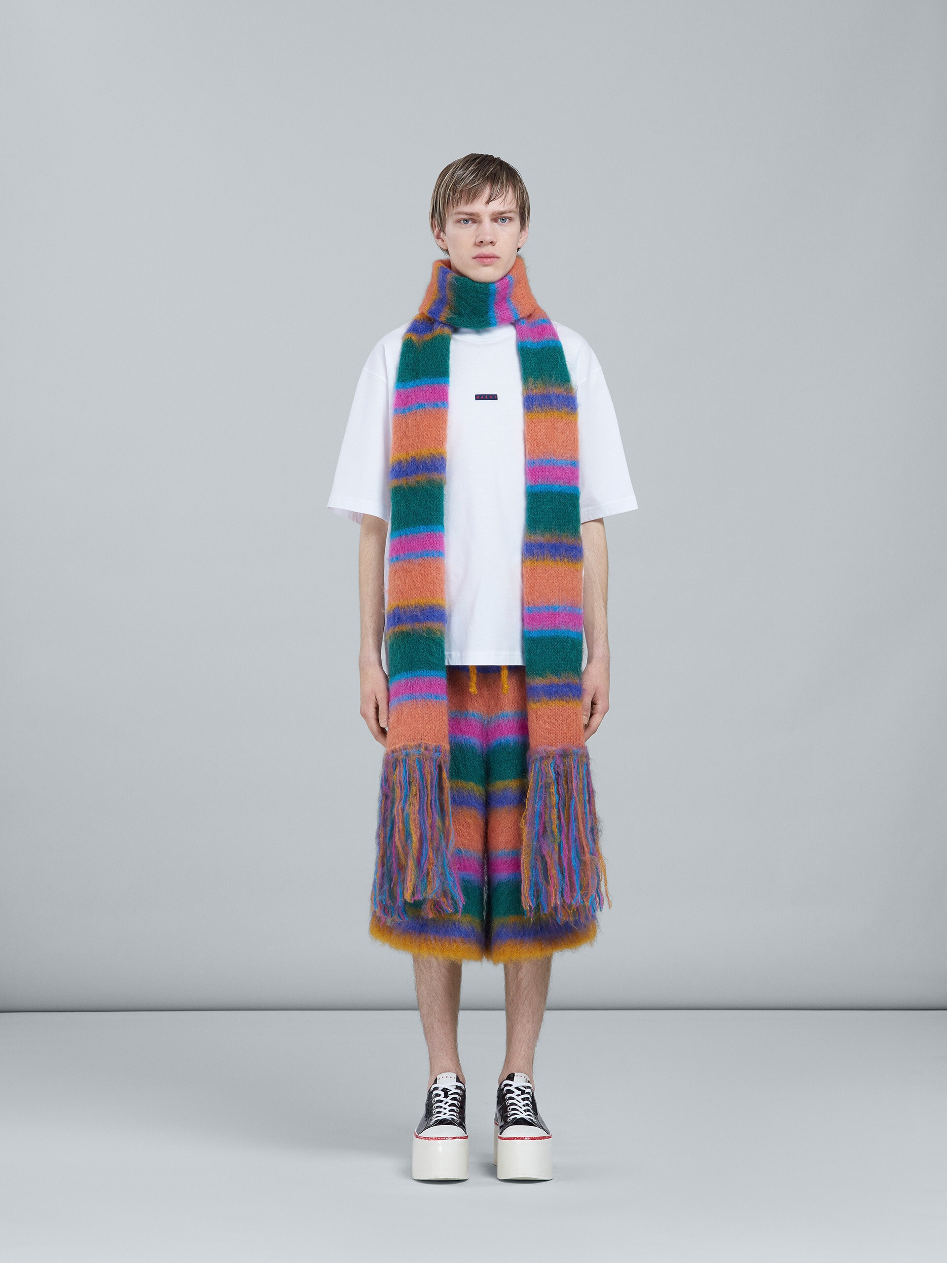 MULTICOLOUR STRIPED MOHAIR AND WOOL  SCARF - 2