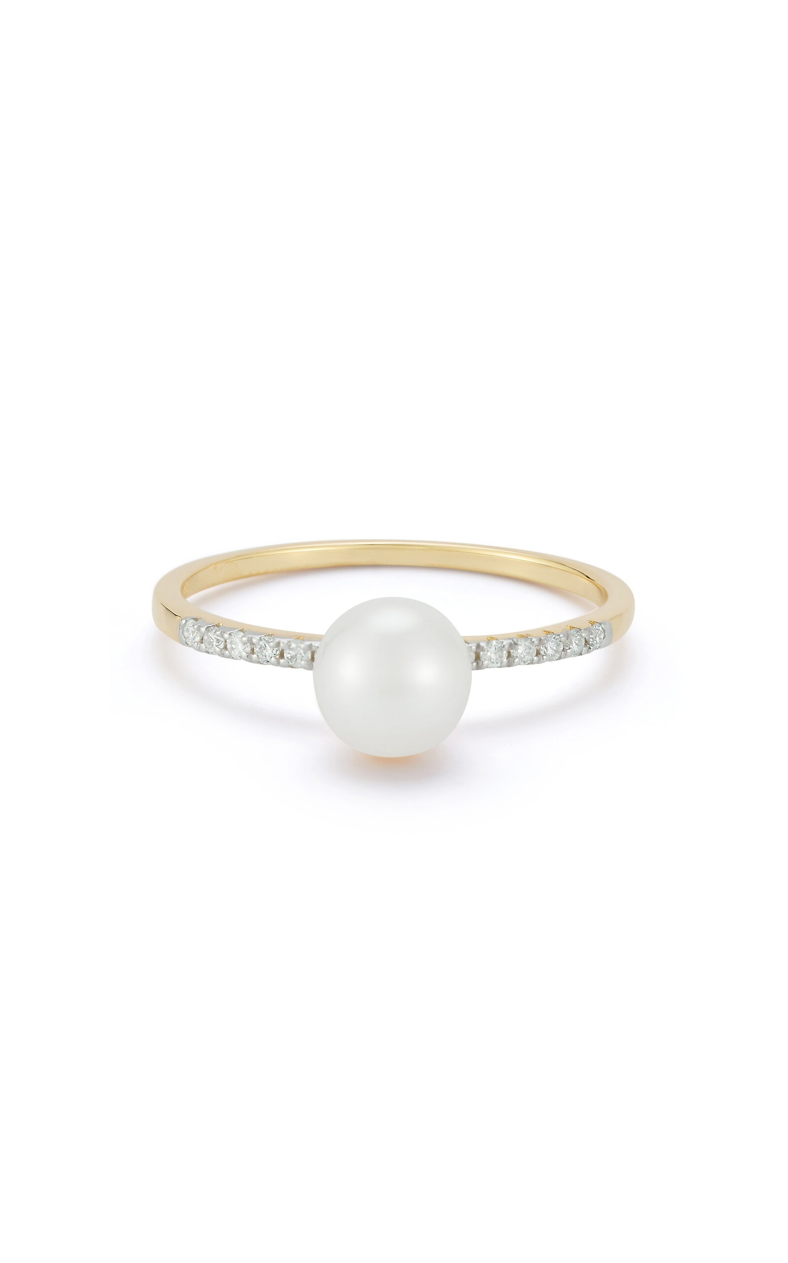 14K Yellow Gold Diamond, Pearl Ring white - 1