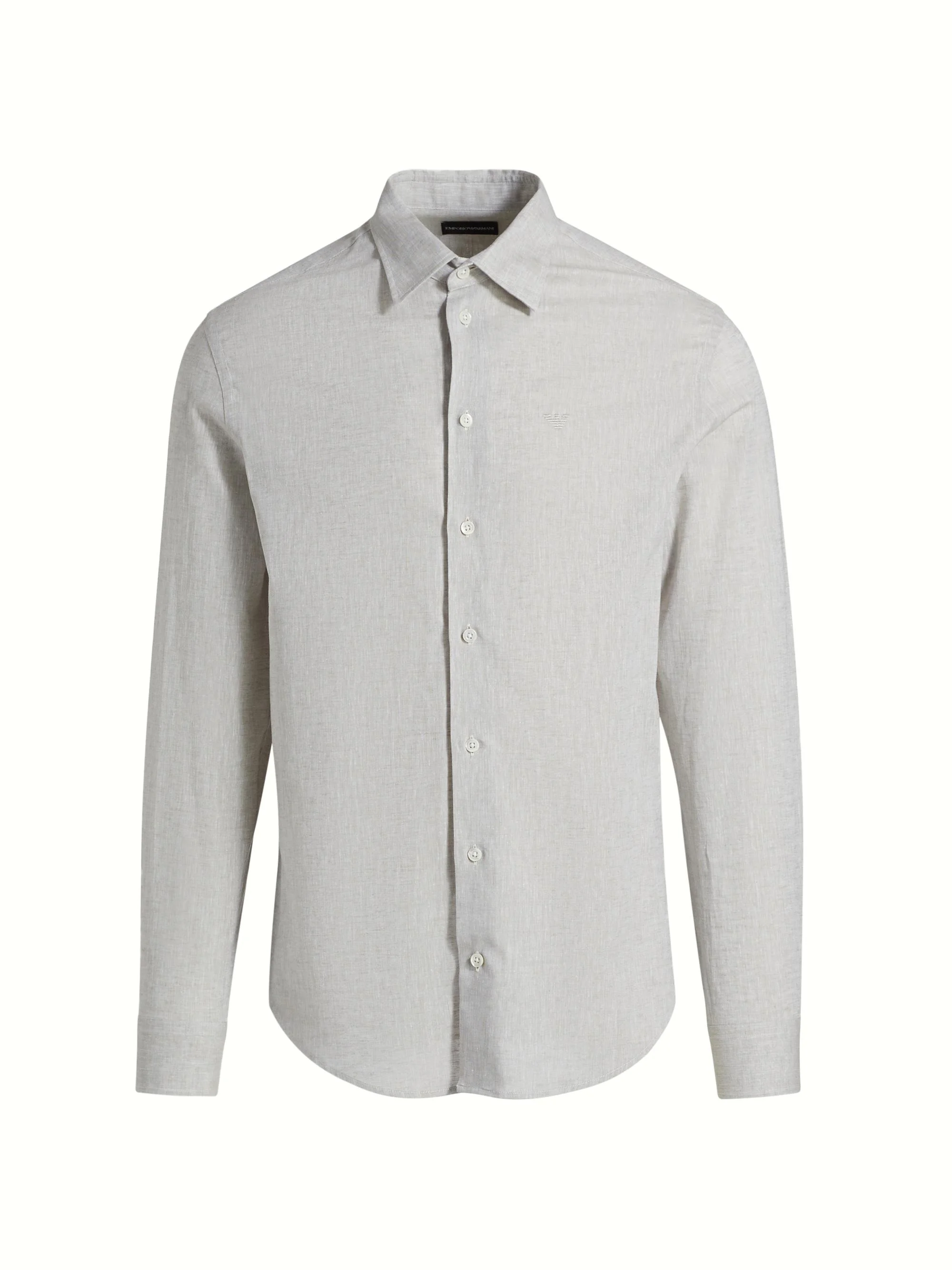 Men's Linen-Cotton Button-Front Shirt - Tan - 1