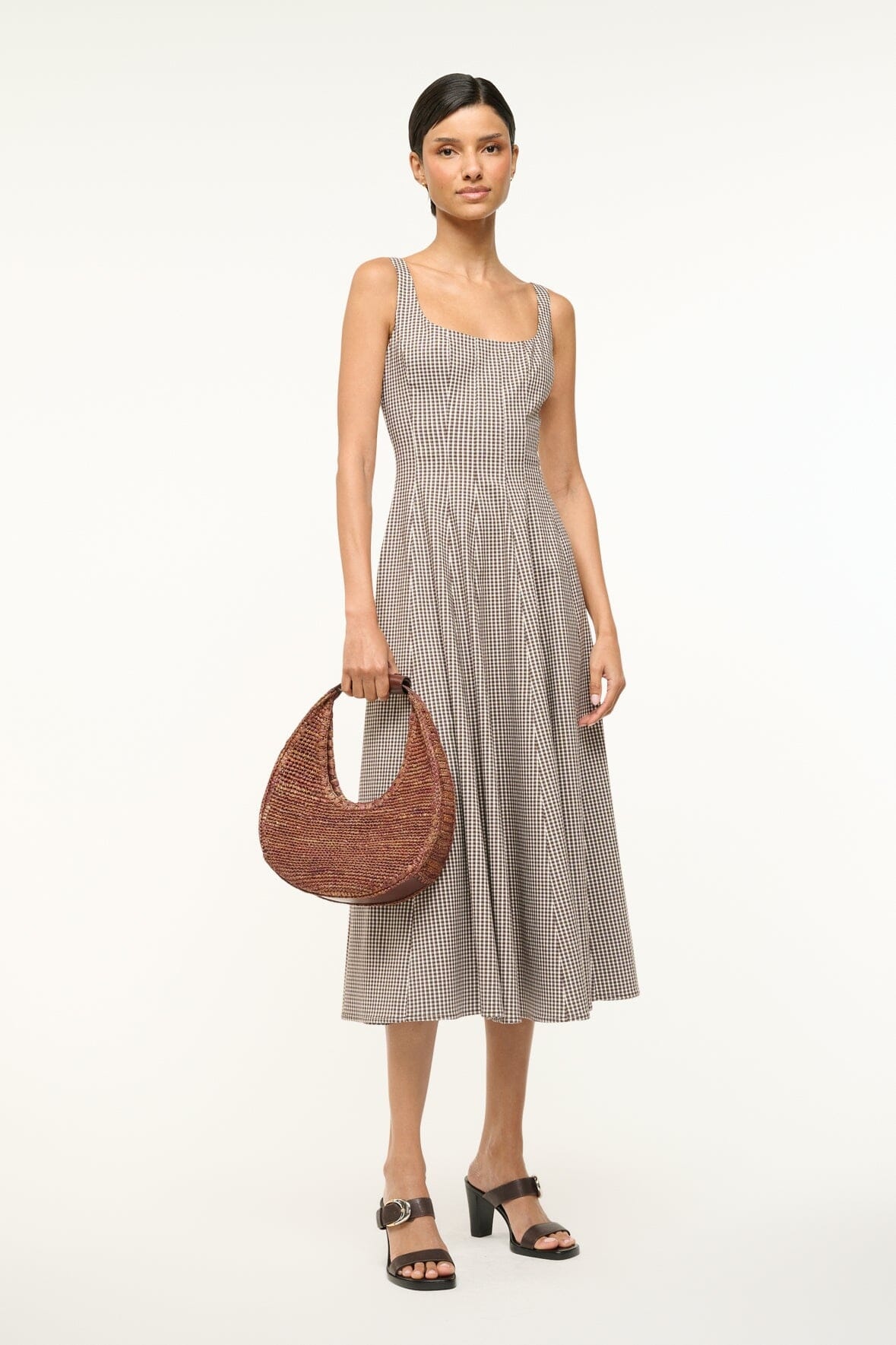 STAUD MOON RAFFIA TOTE BAG MAHOGANY - 2