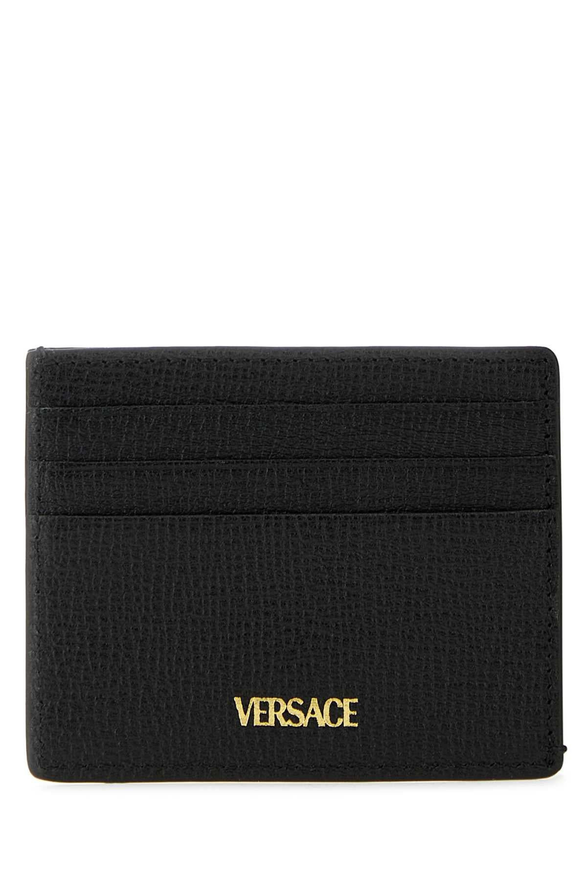 Versace Men Black Leather Medusa Biggie Card Holder - 3