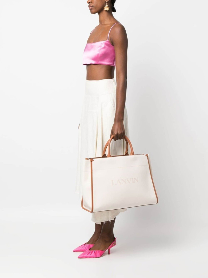Lanvin logo-print leather tote bag outlook