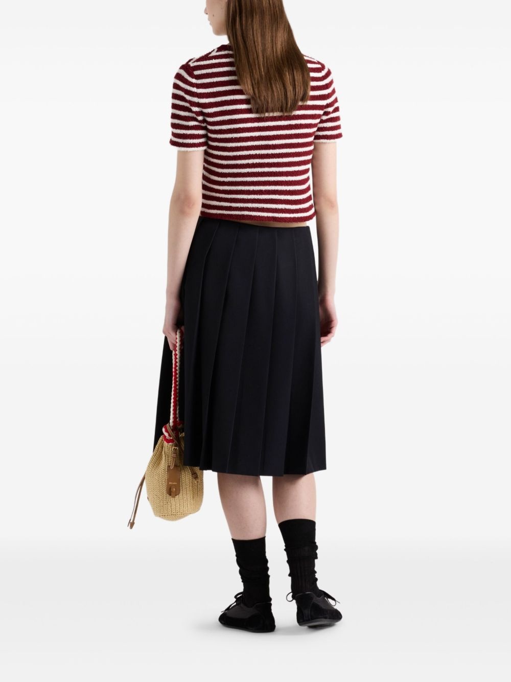 cotton bouclé polo top - 3