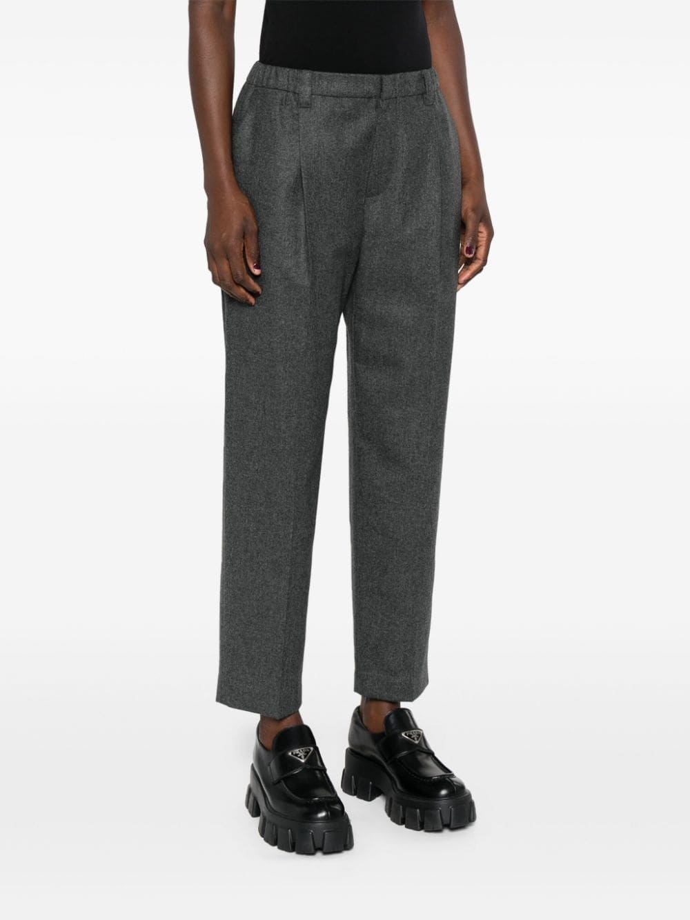mÃ©lange-effect cropped trousers - 3